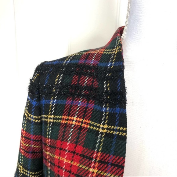 J.Crew Going Out Lurex Stewart Tartan Blazer Jacket Size 4 Red Holiday AE992 - Picture 7 of 12